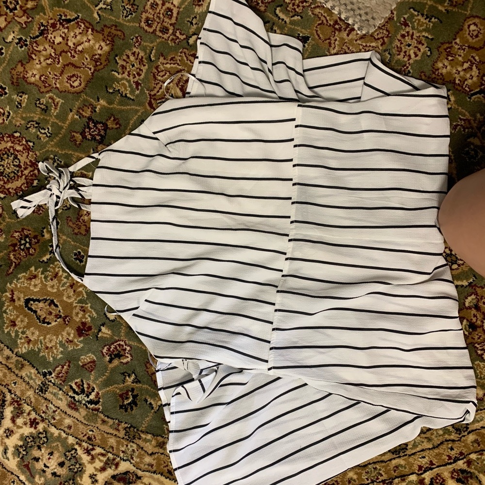 Black and white halter romper
